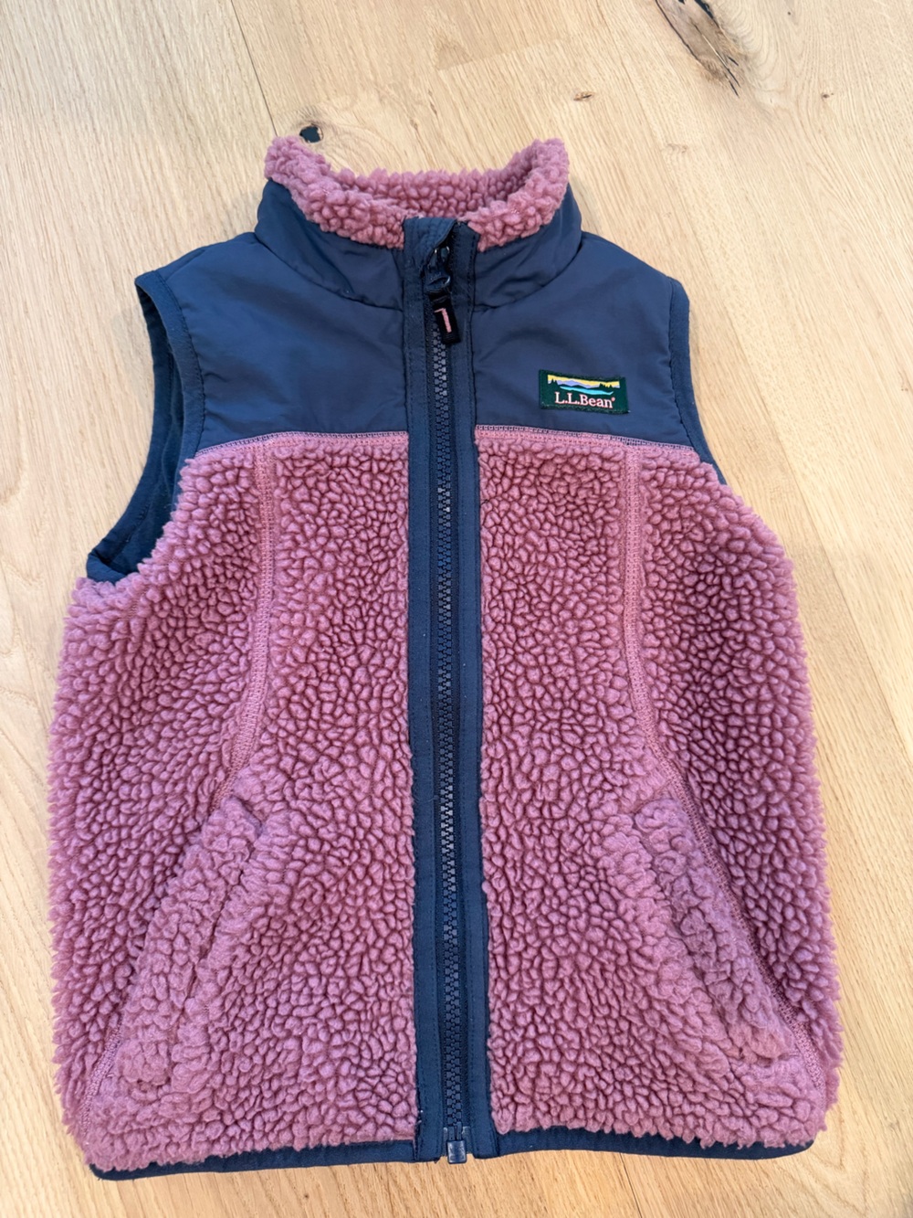 L.L.Bean Girls Mountain Classic Sherpa Fleece Vest Maeve Navy 3T